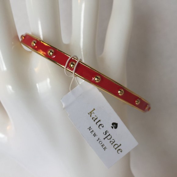 🆕🏆❤️🏆KATE SPADE Gold/Mandarin Red Bangle 🏆❤️🏆 - Picture 5 of 8